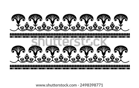 Seamless vector illustration based on the Egyptian national ornament with lotus flower in a linear style.