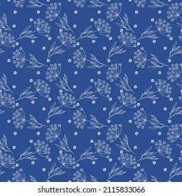 A seamless vector illustration of the beautiful blue background with flowers for wallpapers