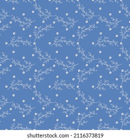 A seamless vector illustration of the beautiful blue background with leaves for wallpapers