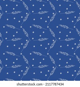 A seamless vector illustration of the beautiful blue background with leaves for wallpapers