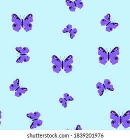Ilustración vectorial sin foco con hermosas mariposas lilac. Para decorar textiles, embalajes.