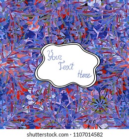 Seamless Vector illustration. Beautiful natural blue, white and violet leaves wall texture background.