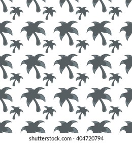 Seamless vector illustration with beautiful palm trees. Monochrome pattern