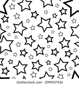 
Seamless vector illustration of black stars on white background.