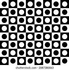 Seamless vector illustration of a black and white square with circles inside.