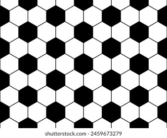 Seamless vector illustration of black and white soccer ball pattern background.