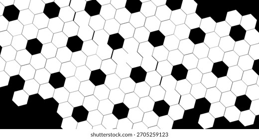 Ilustración vectorial sin fisuras del fondo blanco y negro del patrón del balón de fútbol.