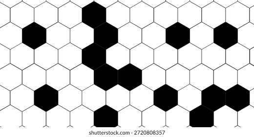 Nahtlose Vektorgrafik von schwarz-weißem Fußball-Musterhintergrund.