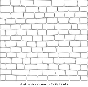 Seamless vector illustration of a block-style brick wall with a hand-drawn effect. Great for backgrounds, architecture-themed designs, and creative layouts. The simple and clean outline style makes it
