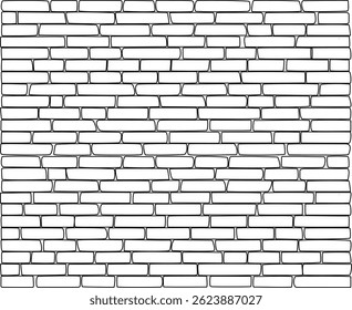 Seamless vector illustration of a block-style brick wall with a hand-drawn effect. Great for backgrounds, architecture-themed designs, and creative layouts. The simple and clean outline style makes it