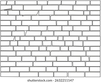 Seamless vector illustration of a block-style brick wall with a hand-drawn effect. Great for backgrounds, architecture-themed designs, and creative layouts. The simple and clean outline style makes it
