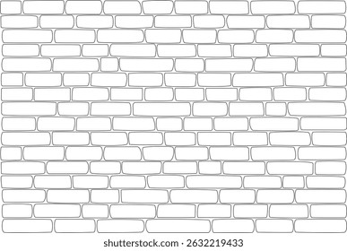 Seamless vector illustration of a block-style brick wall with a hand-drawn effect. Great for backgrounds, architecture-themed designs, and creative layouts. The simple and clean outline style makes it