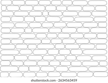 Seamless vector illustration of a block-style brick wall with a hand-drawn effect. Great for backgrounds, architecture-themed designs, and creative layouts. The simple and clean outline style makes it