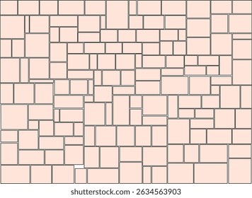 Seamless vector illustration of a block-style brick wall with a hand-drawn effect. Great for backgrounds, architecture-themed designs, and creative layouts. The simple and clean outline style makes it