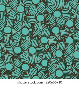seamless vector illustration blue flower pattern set
