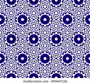 Seamless vector illustration in blue gradient with the image of abstract flowers.