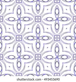 Seamless vector illustration in blue gradient with the image of abstract flowers.