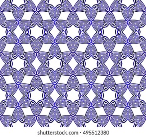 Seamless vector illustration in blue gradient with the image of abstract flowers.