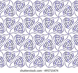Seamless vector illustration in blue gradient with the image of abstract flowers.
