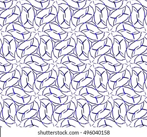 Seamless vector illustration in blue gradient with the image of abstract flowers.