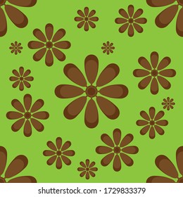 Ilustración vectorial sin inconvenientes de diseño plano de flor marrón estilo mandala sobre fondo verde, patrón para hacer trabajos de impresión de papel o de arte textil