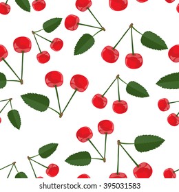 Seamless vector illustration of a cherry on a white background