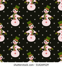 Seamless vector illustration Christmas with snowmen