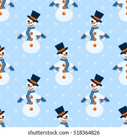 Seamless vector illustration Christmas with snowmen