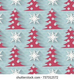 seamless vector illustration with christmas trees and stars
 