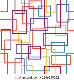 Seamless vector illustration. Colored squares without fill