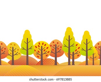 A seamless vector illustration of the countryside in autumn. You can create a seamless image by laterally connecting this illustration.