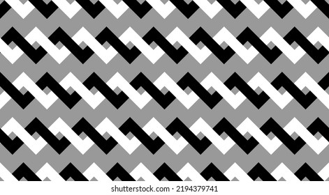 Seamless vector illustration of crossed white and black zigzag lines on gray background.