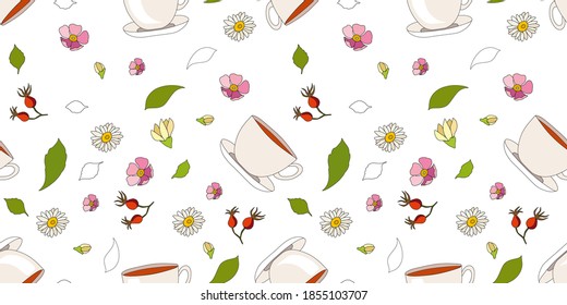 Seamless vector illustration of a Cup of tea.