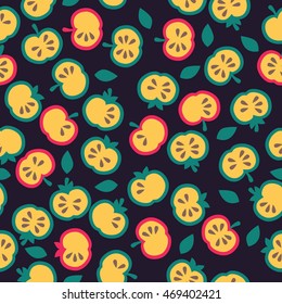 Seamless vector illustration of cut apples, seamless pattern, vector background