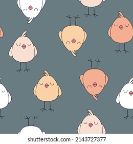 ilustración vectorial sin costuras linda, graciosa, pollo de bebé, fondo
