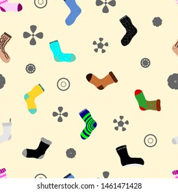 Seamless vector illustration of cute socks