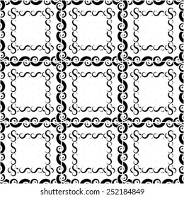 Seamless vector illustration with damask, arabesque and floral pattern. Abstract ornament background. Black and white colors