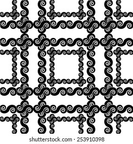 Seamless vector illustration with damask, arabesque and floral pattern. Abstract ornament background. Black and white colors