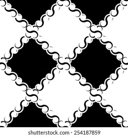 Seamless vector illustration with damask, arabesque and floral pattern. Abstract ornament background. Black and white colors