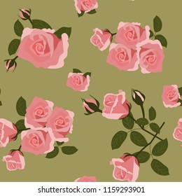 Seamless vector illustration with delicate roses. For decorating textiles, packaging and wallpaper.