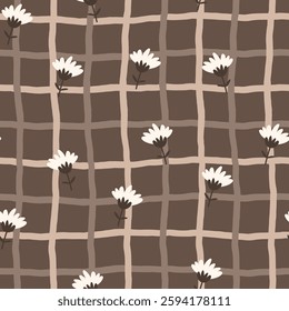 Seamless vector illustration of delicate wildflowers and daisies, perfect for children s clothing, cozy interiors, and spring-themed textiles