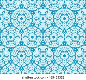 Seamless vector illustration depicting abstract transformations circles and ovals. For the design, printing, Wallpaper. Blue.