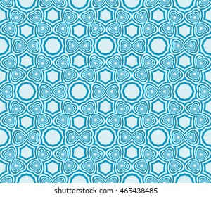 Seamless vector illustration depicting abstract transformations circles and ovals. For the design, printing, Wallpaper. Blue.