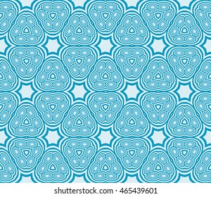 Seamless vector illustration depicting abstract transformations circles and ovals. For the design, printing, Wallpaper. Blue.