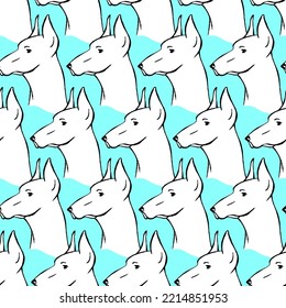 Seamless vector illustration of a Doberman dog. Graphic drawing using a line, drawing by hand.