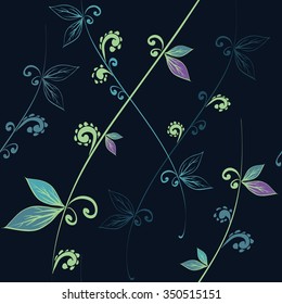 Seamless vector illustration with drawn leaves