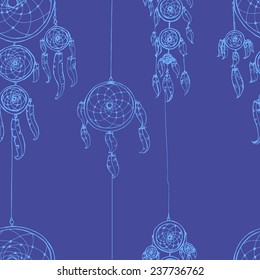 Seamless vector illustration with dream catchers.