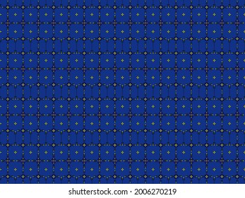 Seamless  Vector Illustration Ethnic carpet with square geometric pattern tile modern interior  carpet, print, fabric pattern, wall pattern. Seamless blue abstract pattern design.