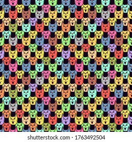 seamless vector illustration fabric pattern with funny cats