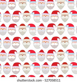 Seamless vector illustration of the faces of Santa Claus.
